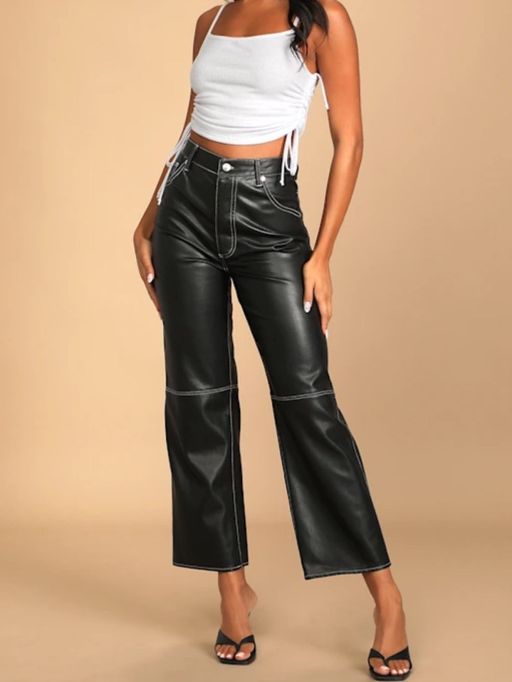 Free People Black The It Factor Vegan Pants high rise cropped women’s size 12